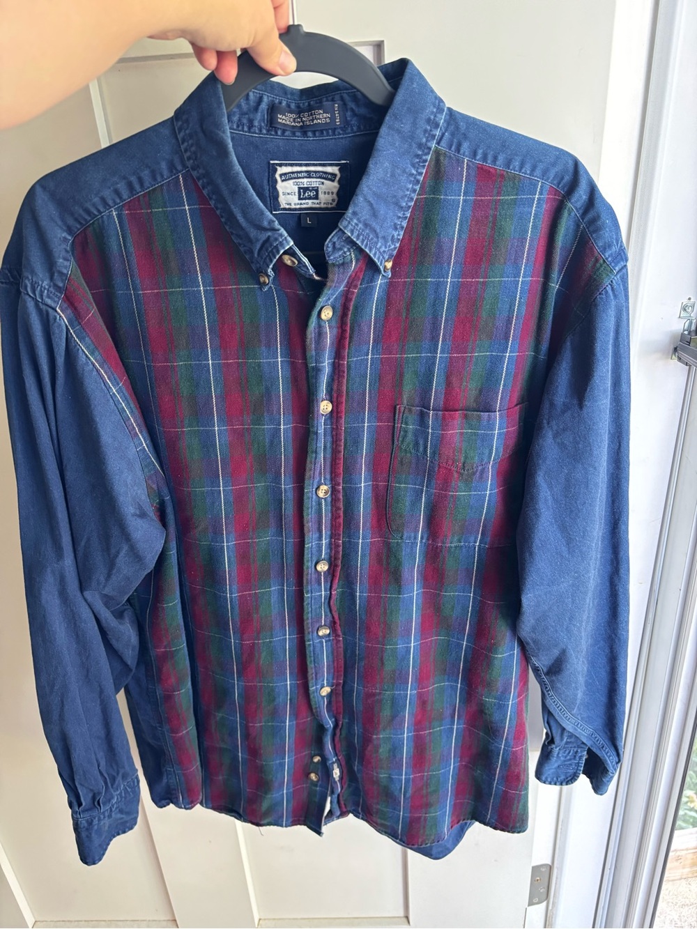Lee Vintage Men's Blue & Red Plaid Button-Down Shirt
